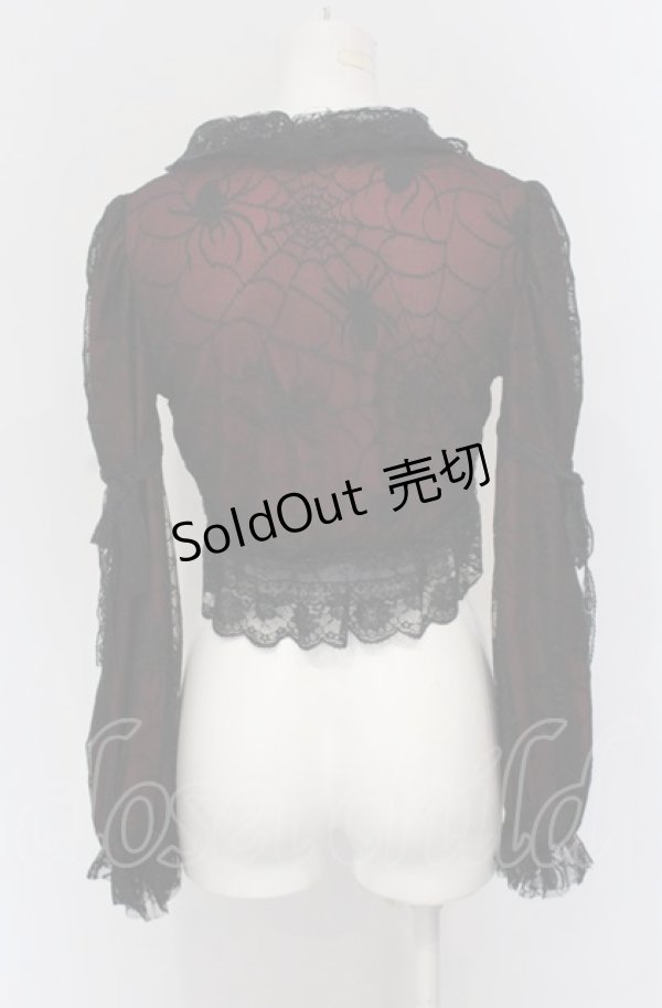 画像4: Qutie Frash / 蜘蛛の巣レース レースアップボレロ  レッド×ブラック O-25-04-20-012-QU-TO-IG-ZS (4)