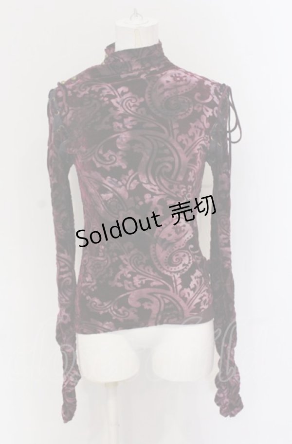 画像1: Ozz On / ショルダーレースアップフロッキーカットソー  パープル O-25-04-20-013-OO-TO-IG-OS (1)
