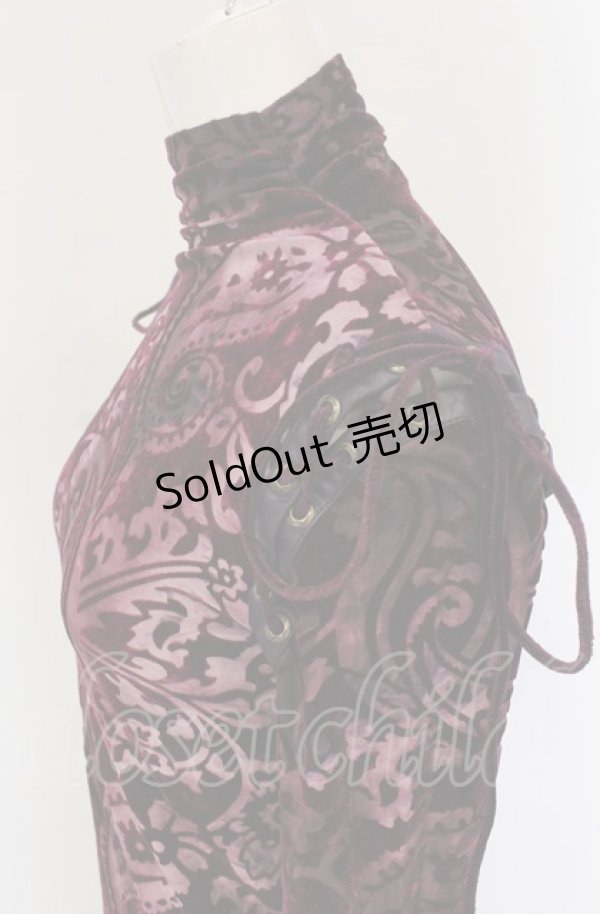 画像2: Ozz On / ショルダーレースアップフロッキーカットソー  パープル O-25-04-20-013-OO-TO-IG-OS (2)