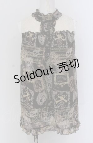 画像: axes femme / アンティークプリントレース切り替えチュニック  アイボリー×ブラウン O-25-04-20-019-AX-TO-IG-OS