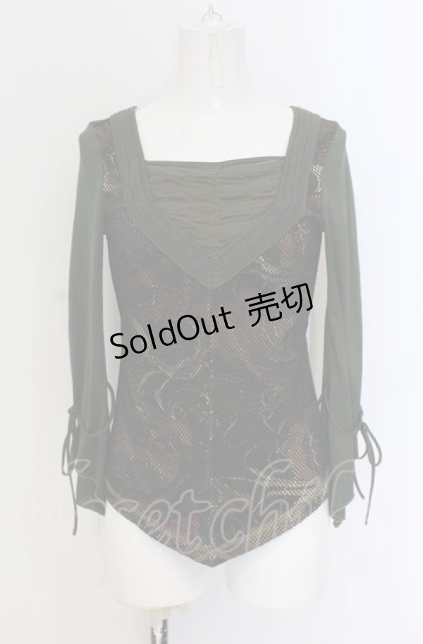 画像1: Ozz On / メッシュレイヤードカットソー  グリーン O-25-04-20-026-OO-TO-IG-OS (1)