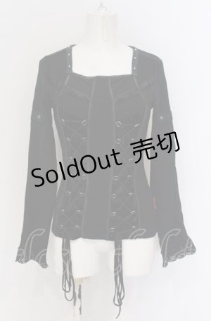 画像: Ozz On / ダブルレースアップ異素材カットソー  ブラック O-25-04-20-028-OO-TO-IG-OS