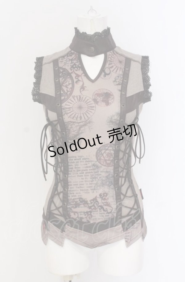画像1: Ozz On / ダブルレースアップスチームノースリーブトップス  ブラウン系 O-25-04-20-030-OO-TO-IG-OS (1)