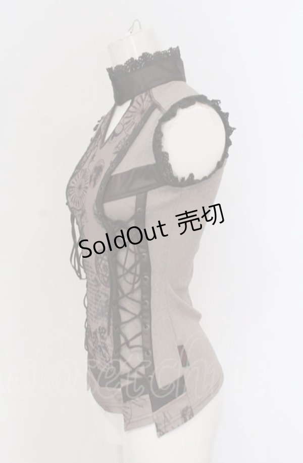 画像2: Ozz On / ダブルレースアップスチームノースリーブトップス  ブラウン系 O-25-04-20-030-OO-TO-IG-OS (2)