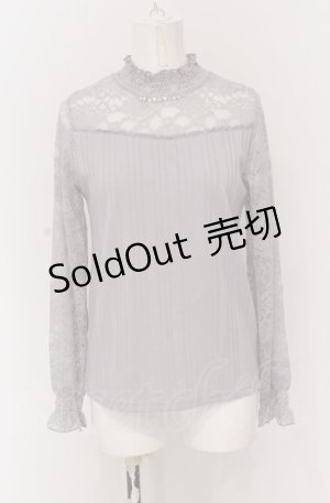 画像: axes femme / レース切り替えテレコカットソー M グレー O-25-04-20-032-AX-TO-IG-OS