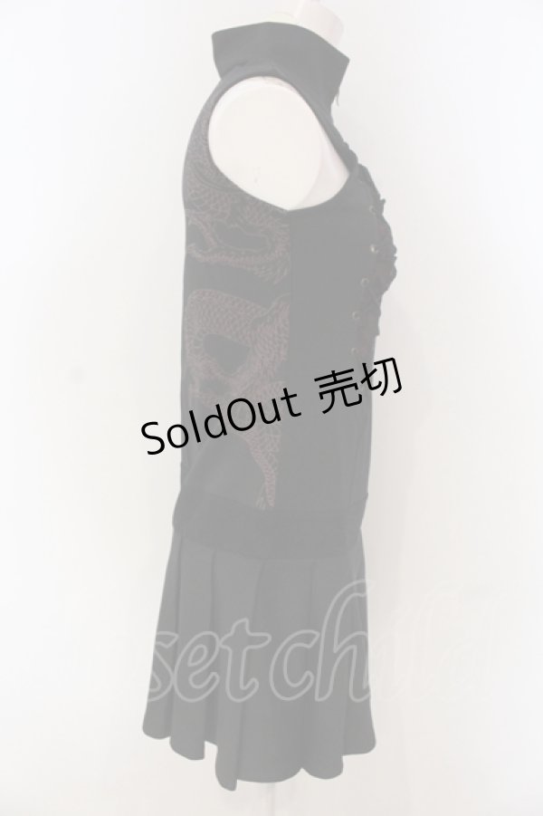 画像3: Qutie Frash / 蜘蛛の巣レースアップノースリーブワンピース  ブラック×レッド O-25-04-21-032-QU-OP-IG-OS (3)