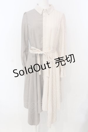 画像: axes femme / バイカラー長袖ワンピ  ベージュ O-25-04-21-033-AX-OP-IG-OS