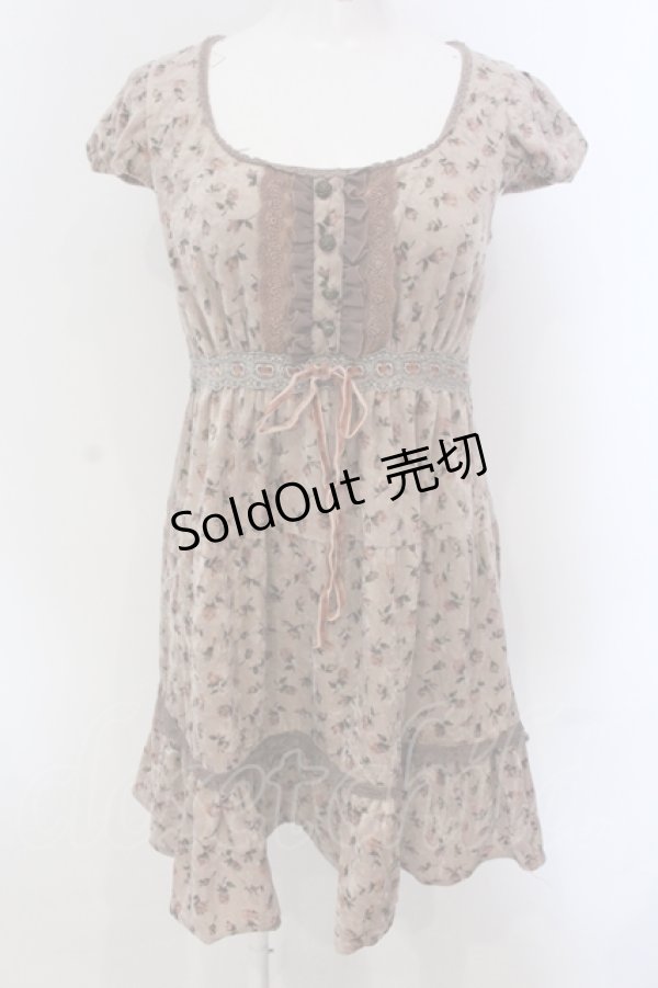 画像1: axes femme / 小花柄ベロアワンピース M ピンクベージュ O-25-04-21-035-AX-OP-IG-OS (1)