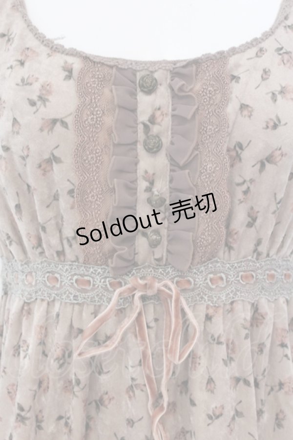 画像2: axes femme / 小花柄ベロアワンピース M ピンクベージュ O-25-04-21-035-AX-OP-IG-OS (2)