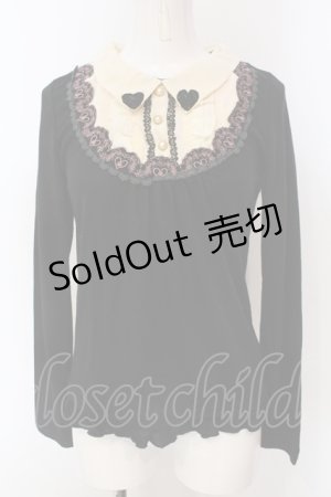 画像: axes femme / ハートレースブロッキングプルオーバー M クロ×生成り O-25-04-21-037-AX-TO-IG-OS