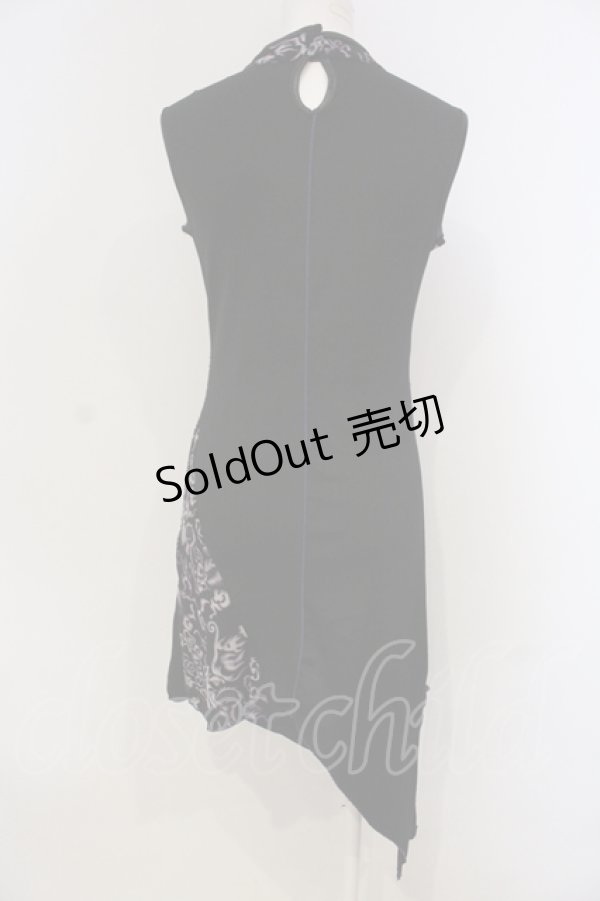 画像4: Ozz On / ジップ配色ネット切り替えチャイナワンピース  ブラック×パープル O-25-04-21-038-OO-OP-IG-OS (4)