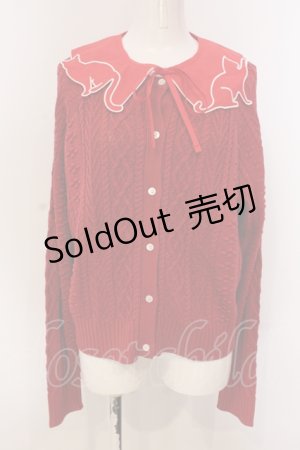 画像: alcali / キャットカラーアランニットカーディガン  アカ O-25-04-21-045-LO-TO-IG-ZI