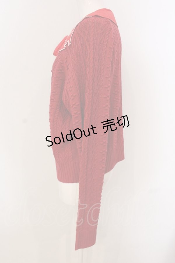 画像2: alcali / キャットカラーアランニットカーディガン  アカ O-25-04-21-045-LO-TO-IG-ZI (2)