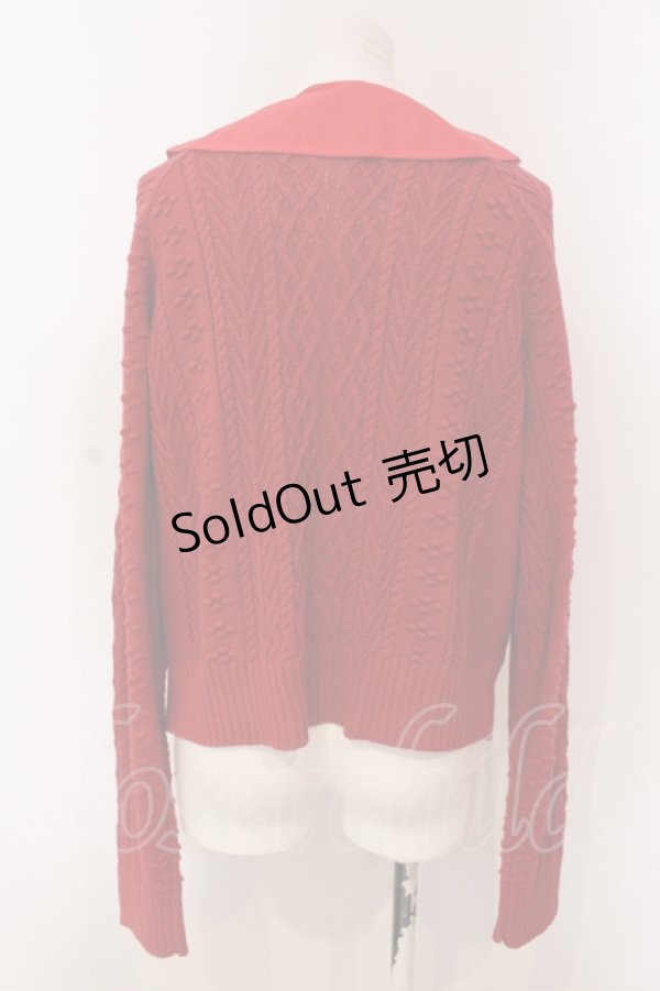 画像3: alcali / キャットカラーアランニットカーディガン  アカ O-25-04-21-045-LO-TO-IG-ZI (3)