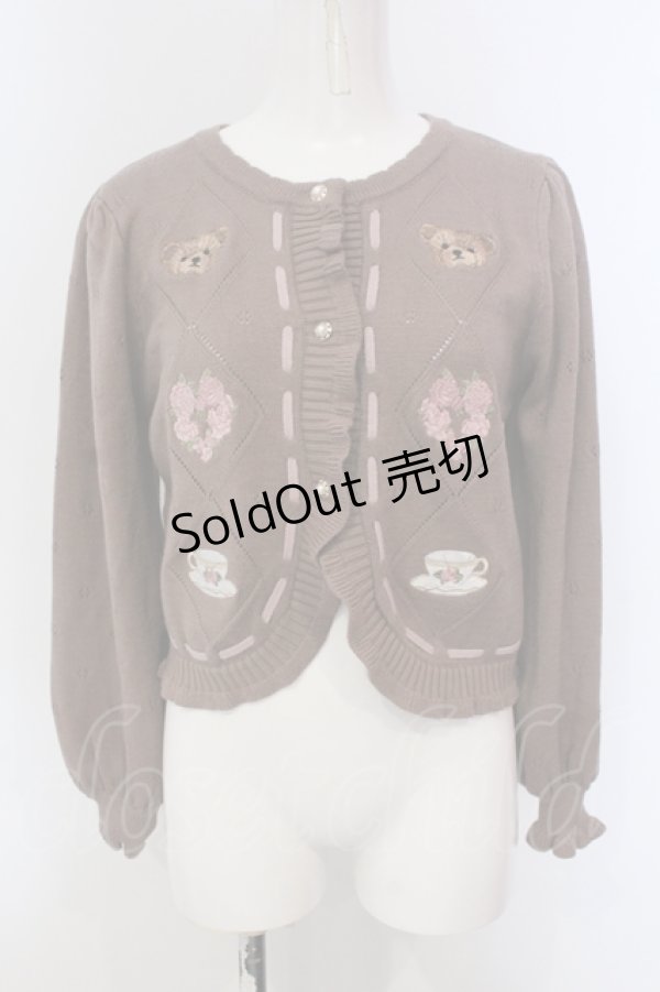 画像1: axes femme kawaii / Rosy Bearニットカーデ  ブラウン O-25-04-21-046-AX-TO-IG-OS (1)