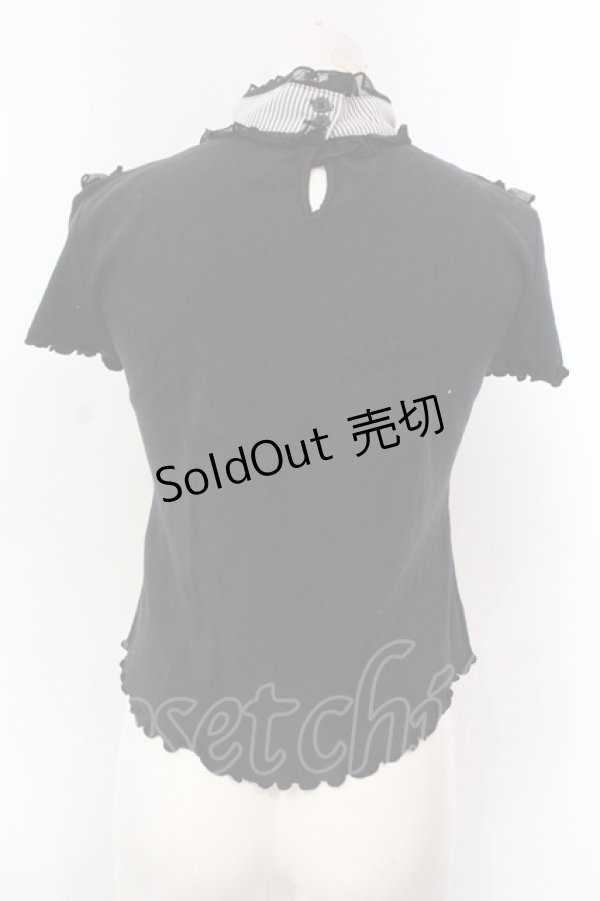 画像5: FRILL / トランププリントオリジナルリボンレースアップTシャツ  ブラック O-25-04-21-054-HN-TO-IG-OS (5)