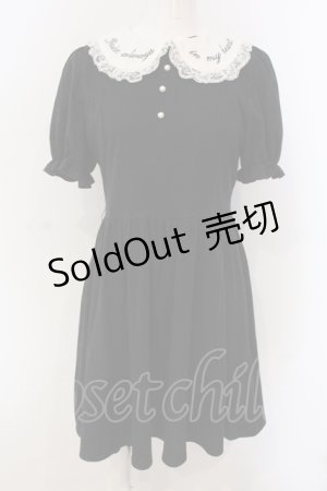 画像: Ank Rouge / 襟刺繍カットワンピース  クロ×シロ O-25-04-21-056-CA-OP-IG-OS