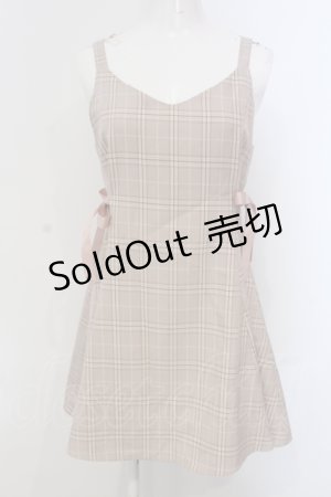 画像: evelyn / サイドリボンチェック柄ジャンスカ  ピンク￥ O-25-04-21-057-LO-OP-IG-OS