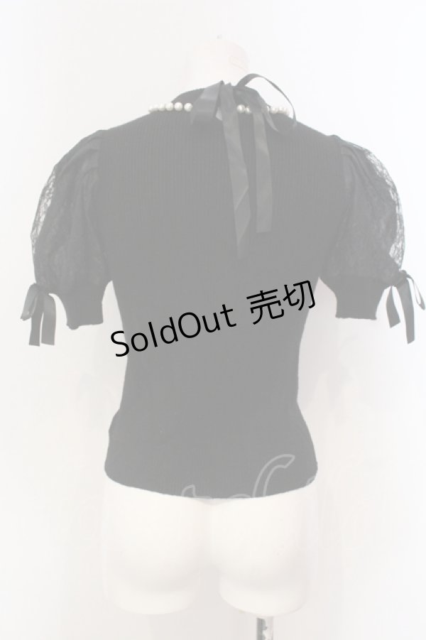 画像3: Swankiss / レースパフスリーブテレコトップス  クロ O-25-04-21-062-CA-TO-IG-OS (3)