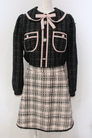 画像: Swankiss / TS docking tweed O/P ワンピース  クロ×ピンク O-25-04-21-066-CA-OP-IG-OS
