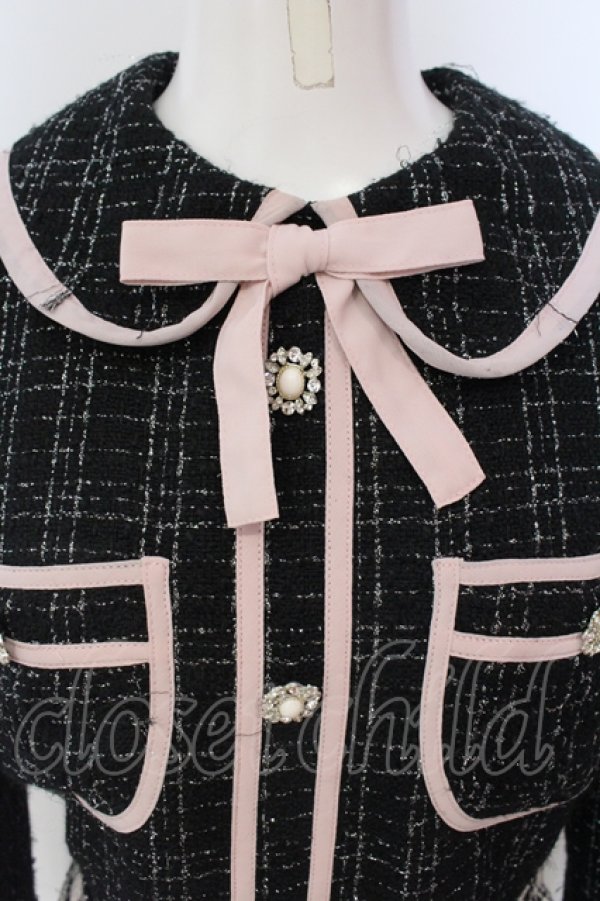 画像2: Swankiss / TS docking tweed O/P ワンピース  クロ×ピンク O-25-04-21-066-CA-OP-IG-OS (2)
