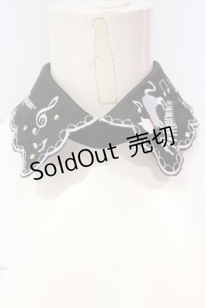 画像: axes femme POETIQUE / ネコメロディ刺繍付け襟  クロ O-25-04-21-092-AX-ZA-IG-OS