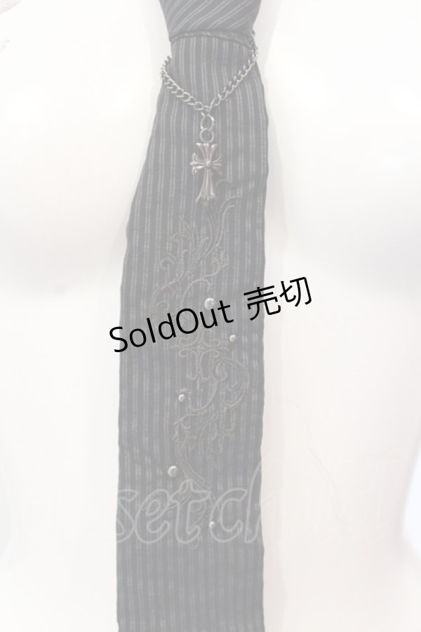 画像2: Ozz Croce / 刺繍ネクタイ  ブラック×グレー O-25-04-21-099-OO-ZA-IG-OS (2)