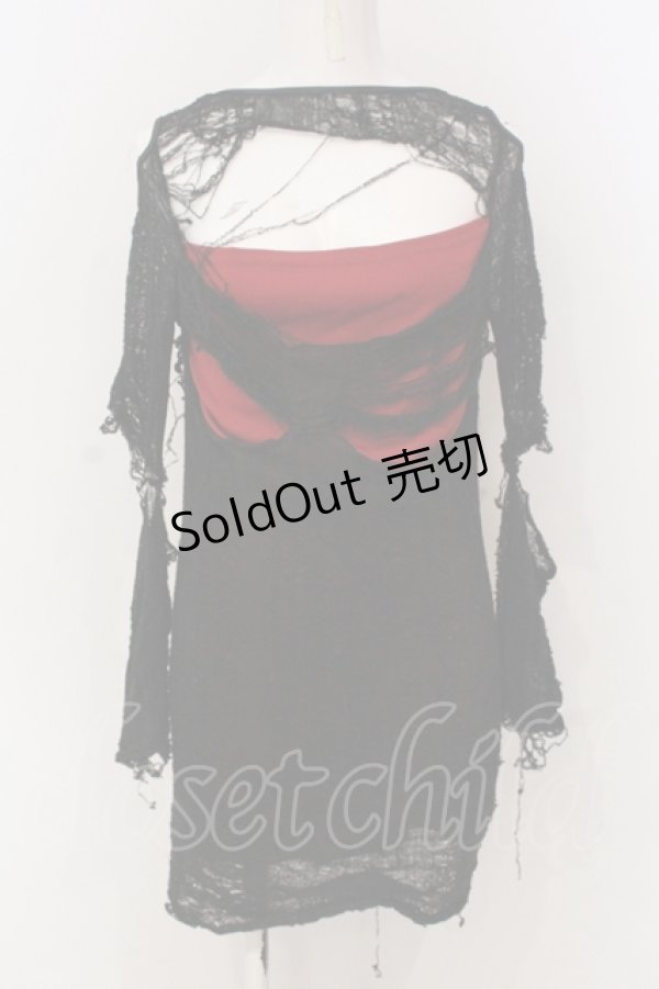 画像1: Qutie Frash / レイヤードネットカットソー【旧タグ】  レッド×ブラック O-25-04-21-011-QU-TO-IG-OS (1)