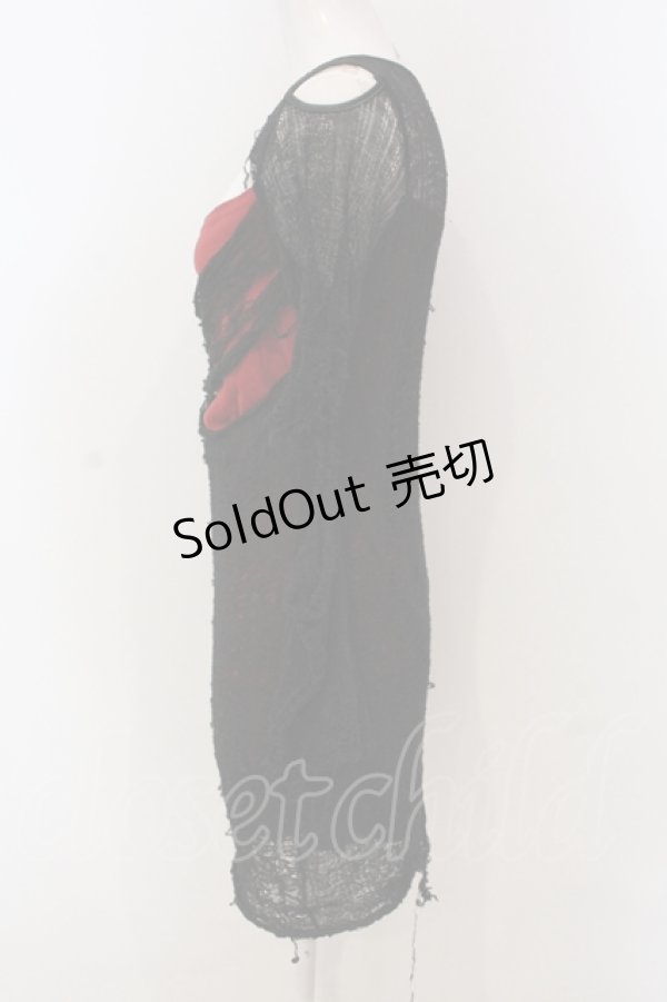 画像2: Qutie Frash / レイヤードネットカットソー【旧タグ】  レッド×ブラック O-25-04-21-011-QU-TO-IG-OS (2)