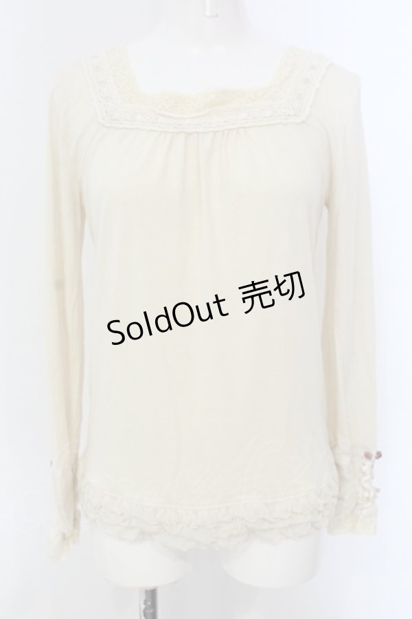画像1: axes femme / 袖レースアップインナーカットソー M クリーム O-25-04-21-014-AX-TO-IG-OS (1)