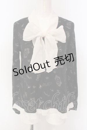 画像: axes femme / 総パリ柄ボータイプルオーバー M クロ×アイボリー O-25-04-21-021-AX-TO-IG-OS
