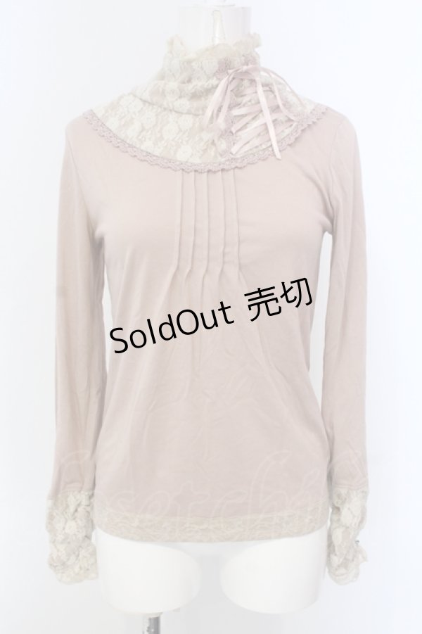 画像1: axes femme / レーシーネックインナーカットソー  ピンクベージュ O-25-04-21-023-AX-TO-IG-OS (1)