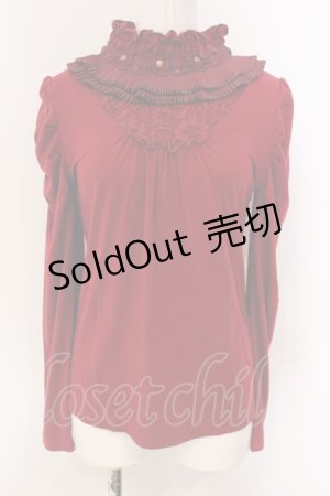 画像: axes femme / プリーツネックインナーカットソー  アカ O-25-04-21-026-AX-TO-IG-OS