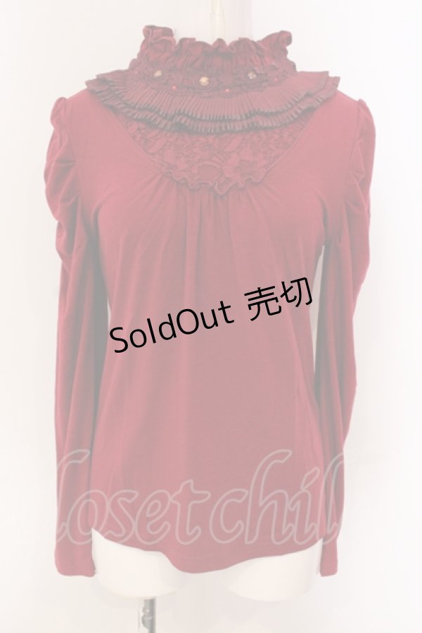 画像1: axes femme / プリーツネックインナーカットソー  アカ O-25-04-21-026-AX-TO-IG-OS (1)