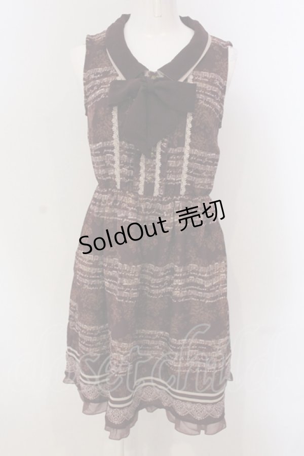 画像1: axes femme / 音符柄ノースリーブワンピース M ワイン O-25-04-21-028-AX-OP-IG-OS (1)