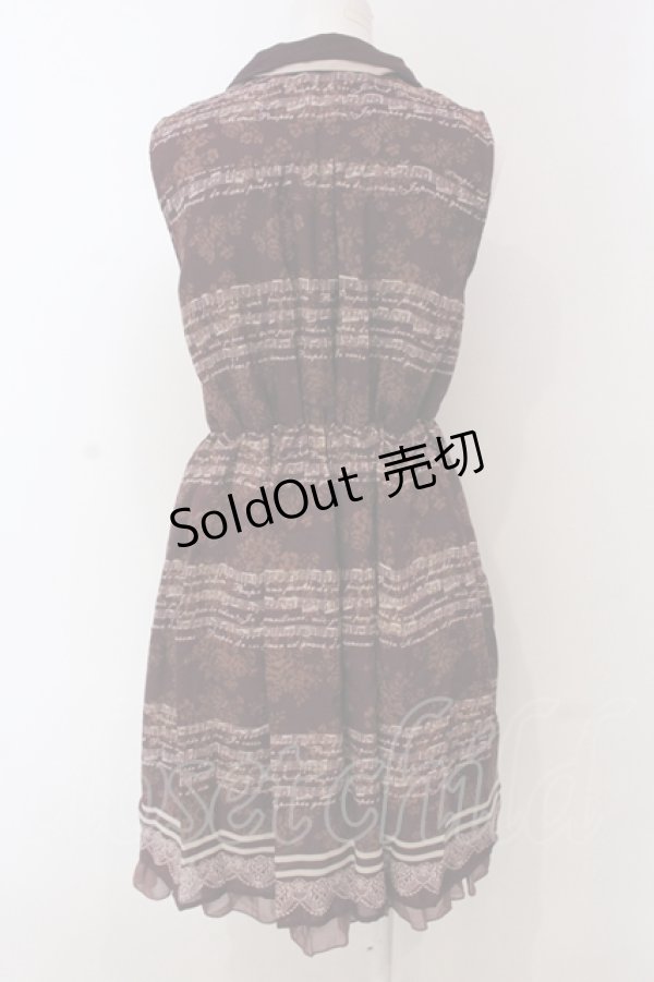 画像3: axes femme / 音符柄ノースリーブワンピース M ワイン O-25-04-21-028-AX-OP-IG-OS (3)