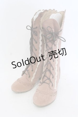 画像: axes femme / スゥェードスカラップブーツ L ピンクベージュ O-25-04-22-022-AX-SH-IG-OS