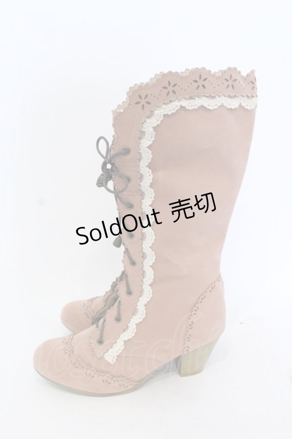 画像2: axes femme / スゥェードスカラップブーツ L ピンクベージュ O-25-04-22-022-AX-SH-IG-OS (2)