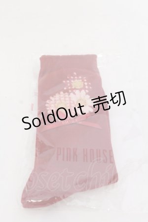 画像: PINK HOUSE / ひな菊コサージュ柄ソックス  アカ O-25-05-27-1014-LO-ZA-IG-ZT
