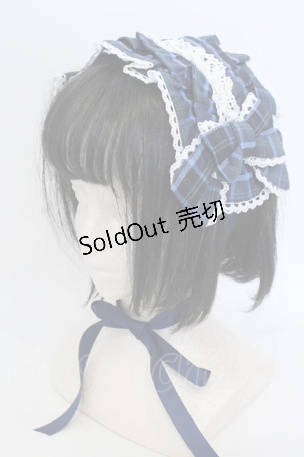 画像1: axes femme kawaii / タータンチェックヘッドドレス  ブルー O-25-04-22-038-AX-AC-OW-OS (1)