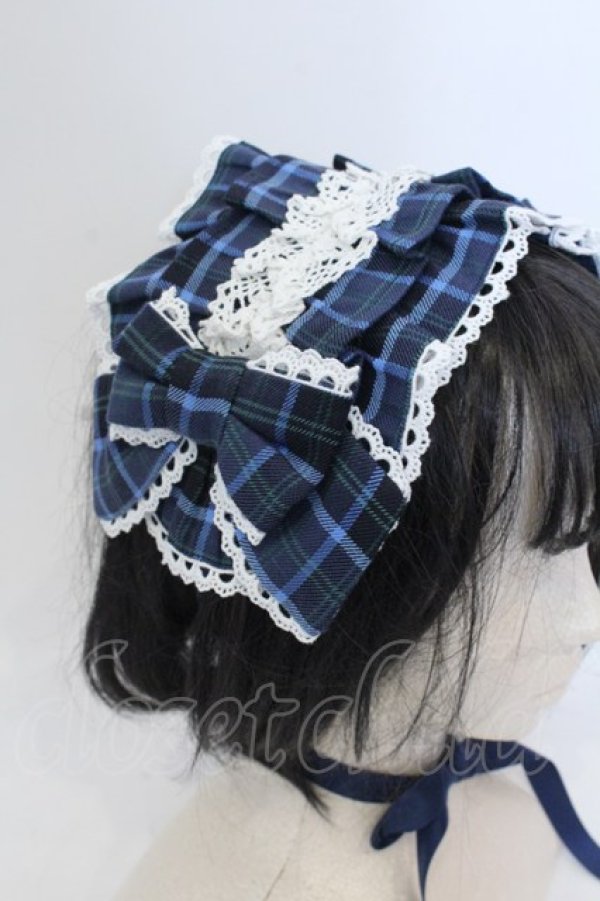 画像2: axes femme kawaii / タータンチェックヘッドドレス  ブルー O-25-04-22-038-AX-AC-OW-OS (2)