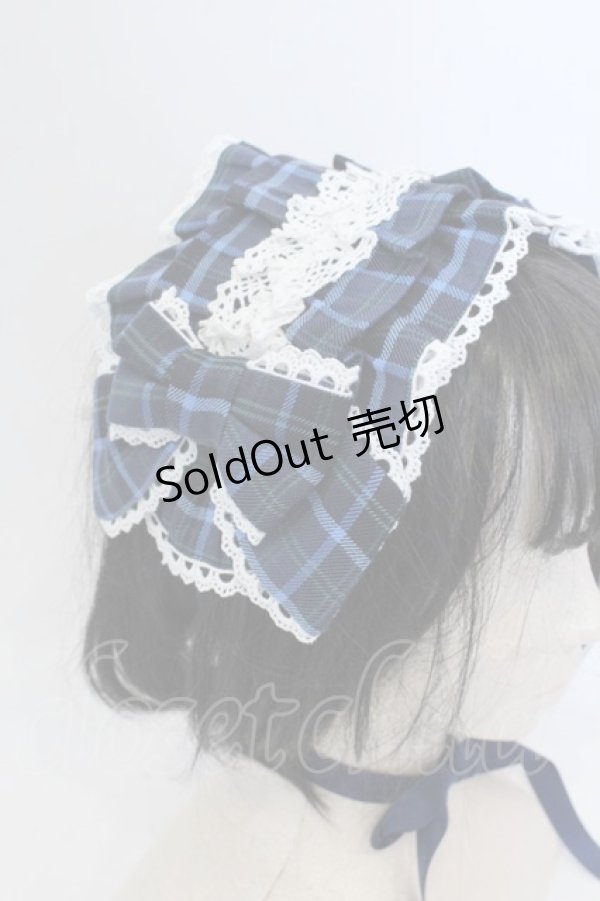 画像2: axes femme kawaii / タータンチェックヘッドドレス  ブルー O-25-04-22-038-AX-AC-OW-OS (2)
