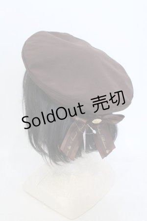画像: Amavel / メッセージリボンブローチ付ベレー帽  ブラウン O-25-05-29-1012-CA-AC-IG-ZT-K004
