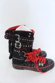 画像4: YOSUKE / スタッズハイカットスニーカー 24cm ブラック×レッド O-25-04-22-016-PU-SH-IG-OS (4)