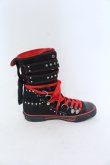 画像5: YOSUKE / スタッズハイカットスニーカー 24cm ブラック×レッド O-25-04-22-016-PU-SH-IG-OS (5)