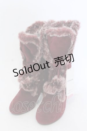 画像: axes femme / ファーボンボンロングブーツ L ワイン O-25-04-22-018-AX-SH-IG-ZT308