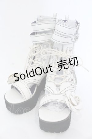 画像: YOSUKE / 編み上げブーツサンダル  ホワイト O-25-04-22-020-PU-SH-IG-ZT346