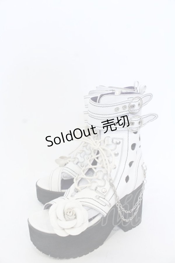 画像2: YOSUKE / 編み上げブーツサンダル  ホワイト O-25-04-22-020-PU-SH-IG-ZT346 (2)