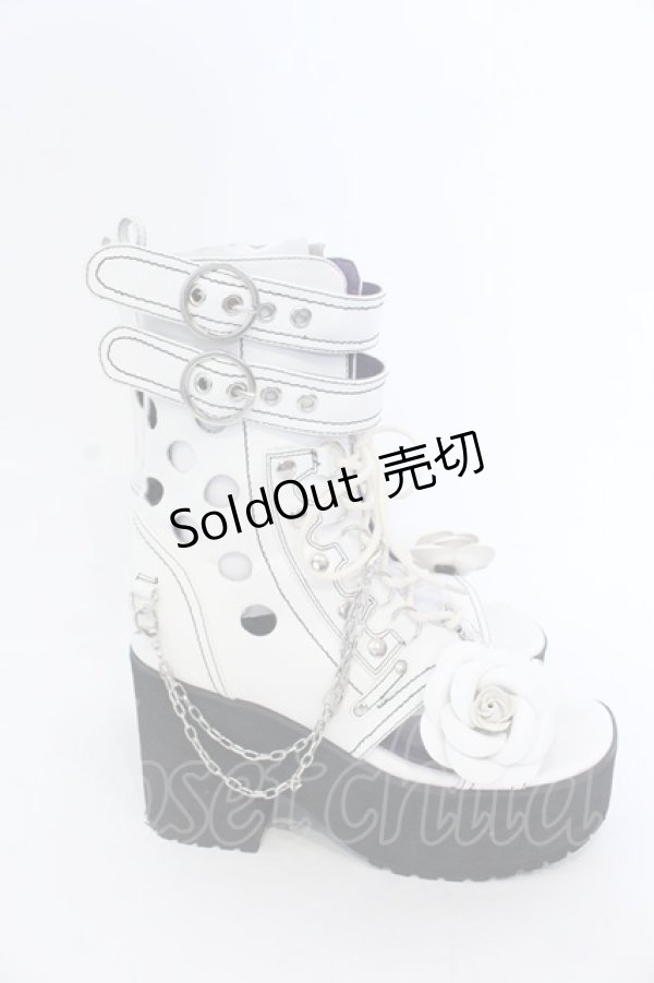 画像4: YOSUKE / 編み上げブーツサンダル  ホワイト O-25-04-22-020-PU-SH-IG-ZT346 (4)