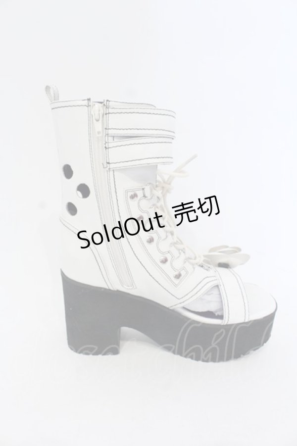 画像5: YOSUKE / 編み上げブーツサンダル  ホワイト O-25-04-22-020-PU-SH-IG-ZT346 (5)